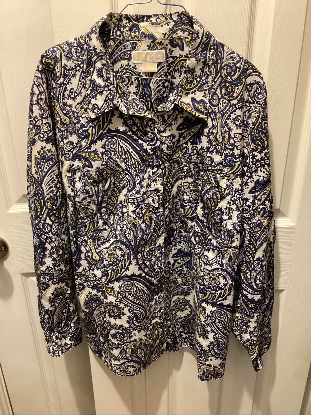 MICHAEL Michael Kors Navy, White & Yellow Paisley Button-Up